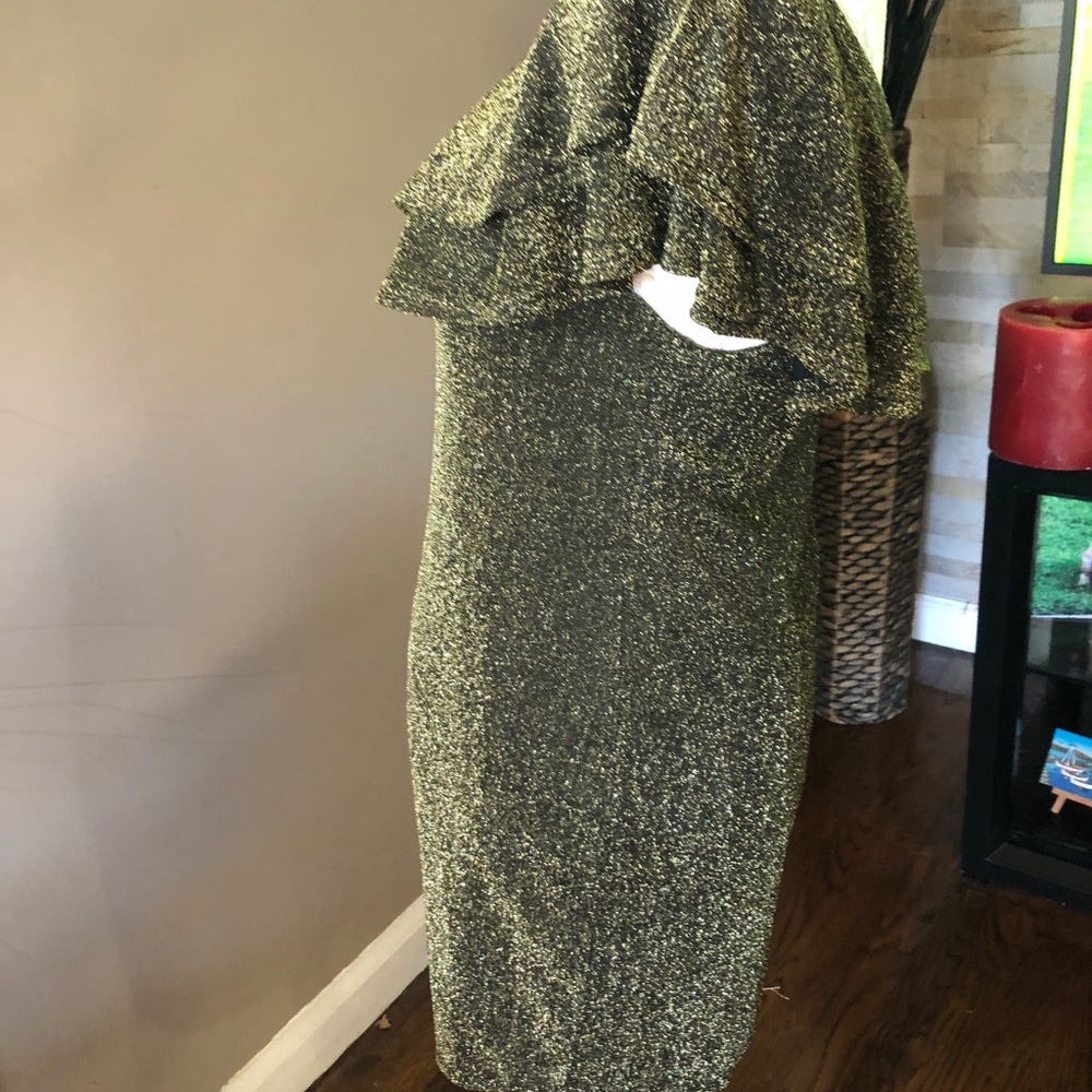 Dress gold off shoulder.  Hot